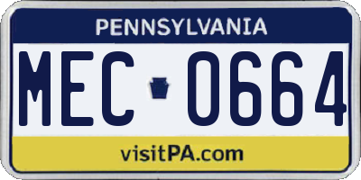 PA license plate MEC0664