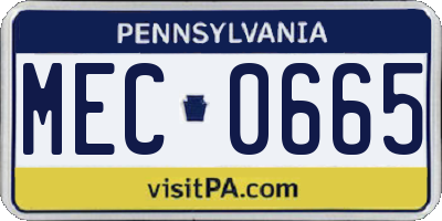 PA license plate MEC0665