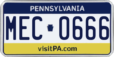 PA license plate MEC0666