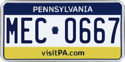 PA license plate MEC0667