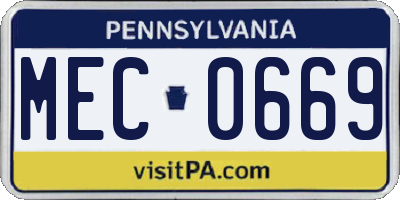 PA license plate MEC0669