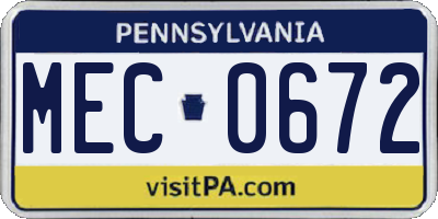 PA license plate MEC0672