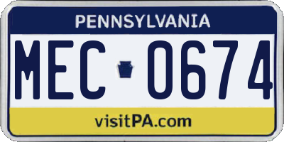 PA license plate MEC0674