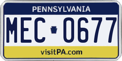 PA license plate MEC0677