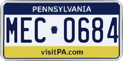 PA license plate MEC0684