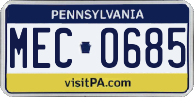 PA license plate MEC0685