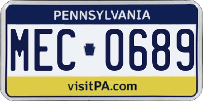 PA license plate MEC0689