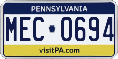 PA license plate MEC0694