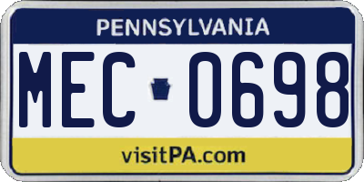 PA license plate MEC0698