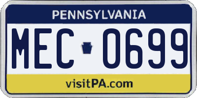 PA license plate MEC0699