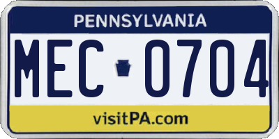 PA license plate MEC0704