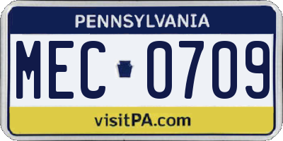 PA license plate MEC0709