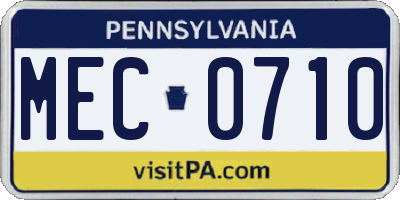 PA license plate MEC0710