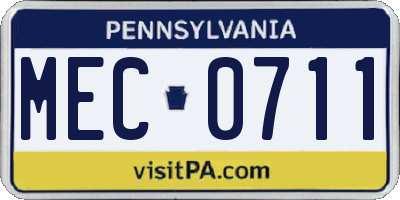 PA license plate MEC0711
