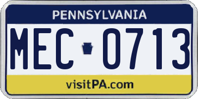 PA license plate MEC0713