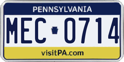 PA license plate MEC0714