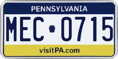 PA license plate MEC0715