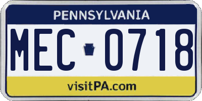 PA license plate MEC0718