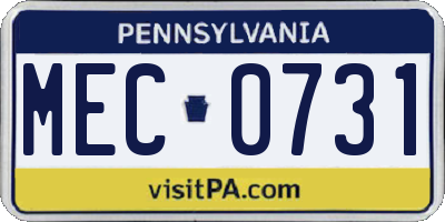 PA license plate MEC0731