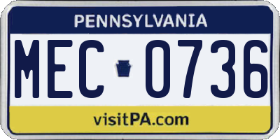 PA license plate MEC0736