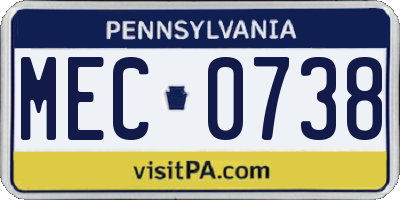 PA license plate MEC0738