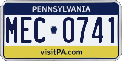 PA license plate MEC0741