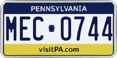 PA license plate MEC0744