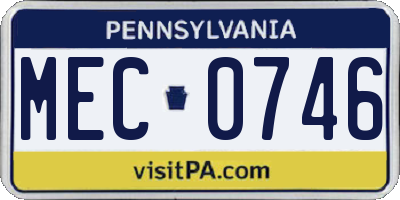 PA license plate MEC0746