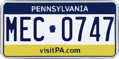 PA license plate MEC0747