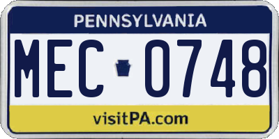 PA license plate MEC0748