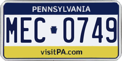 PA license plate MEC0749