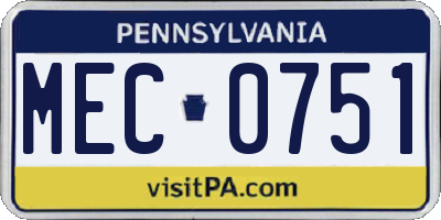 PA license plate MEC0751