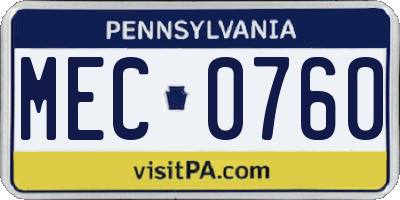 PA license plate MEC0760