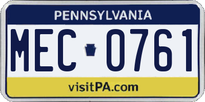 PA license plate MEC0761