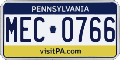 PA license plate MEC0766
