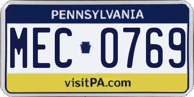 PA license plate MEC0769