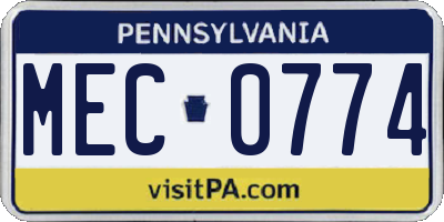 PA license plate MEC0774