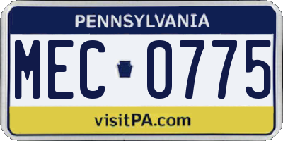 PA license plate MEC0775