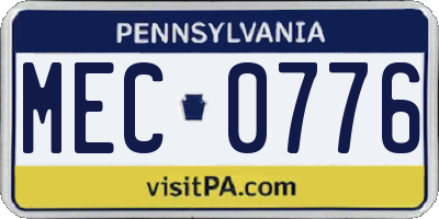 PA license plate MEC0776