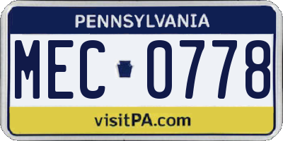 PA license plate MEC0778