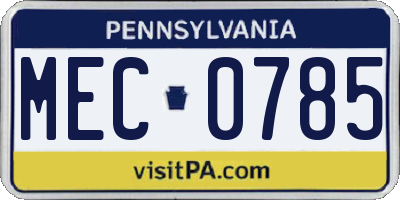 PA license plate MEC0785