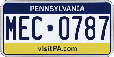 PA license plate MEC0787