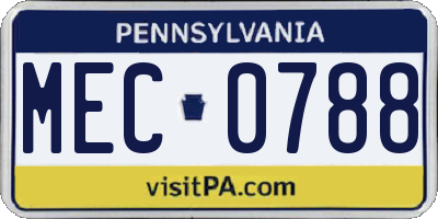 PA license plate MEC0788
