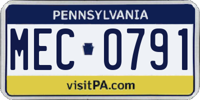 PA license plate MEC0791