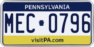 PA license plate MEC0796
