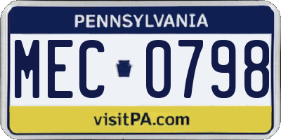 PA license plate MEC0798