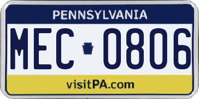 PA license plate MEC0806