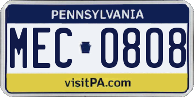 PA license plate MEC0808