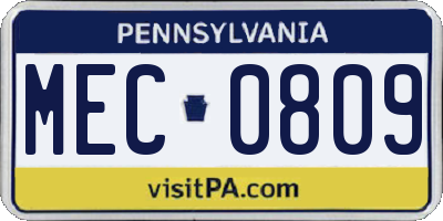 PA license plate MEC0809