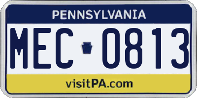 PA license plate MEC0813